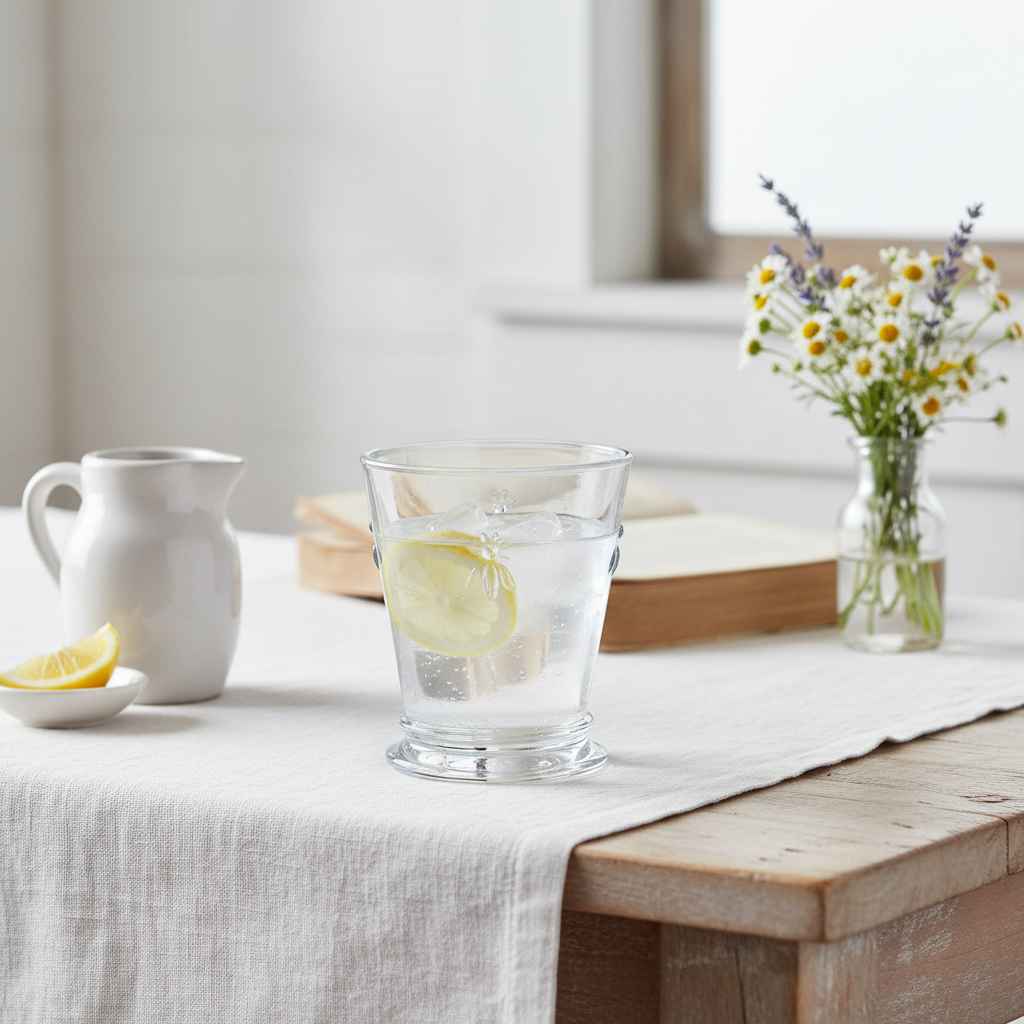 French Bee Water Glass Lifestyle Image