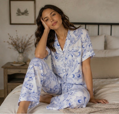 Lila Rose Long Pant Rayon PJ Set-Paisley