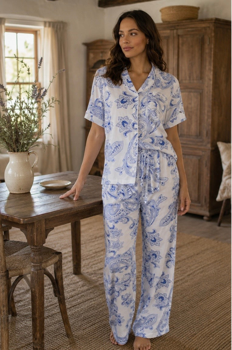Lila Rose Long Pant Rayon PJ Set-Paisley