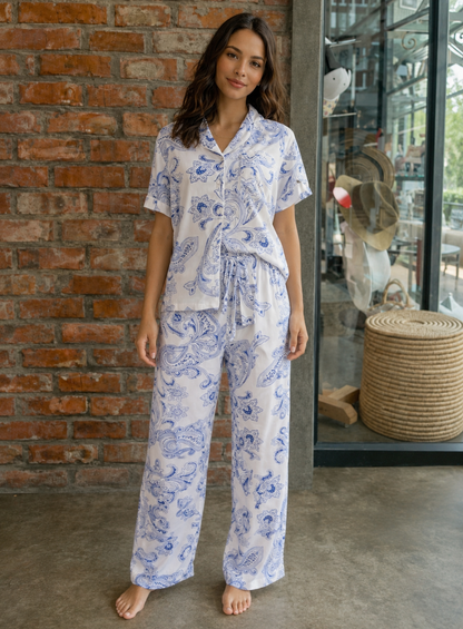Lila Rose Long Pant Rayon PJ Set-Paisley