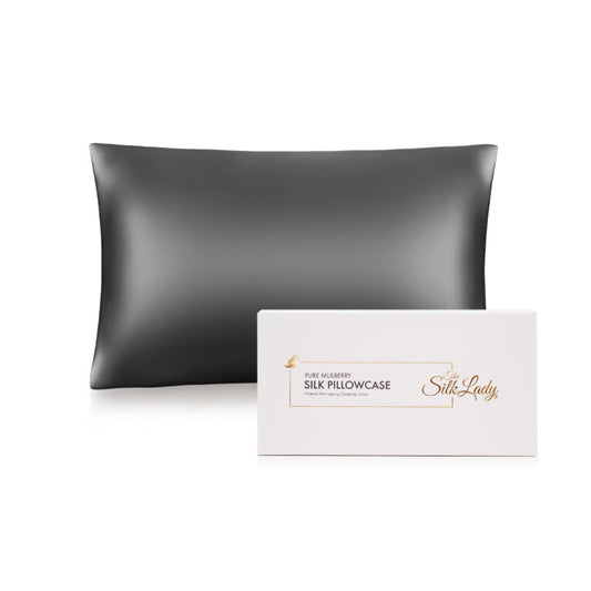 100% Pure Silk Pillowcase- Charcoal