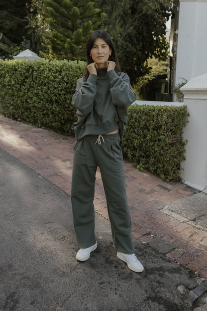 Lila Rose Funnel Neck Tracksuit Top - Khaki